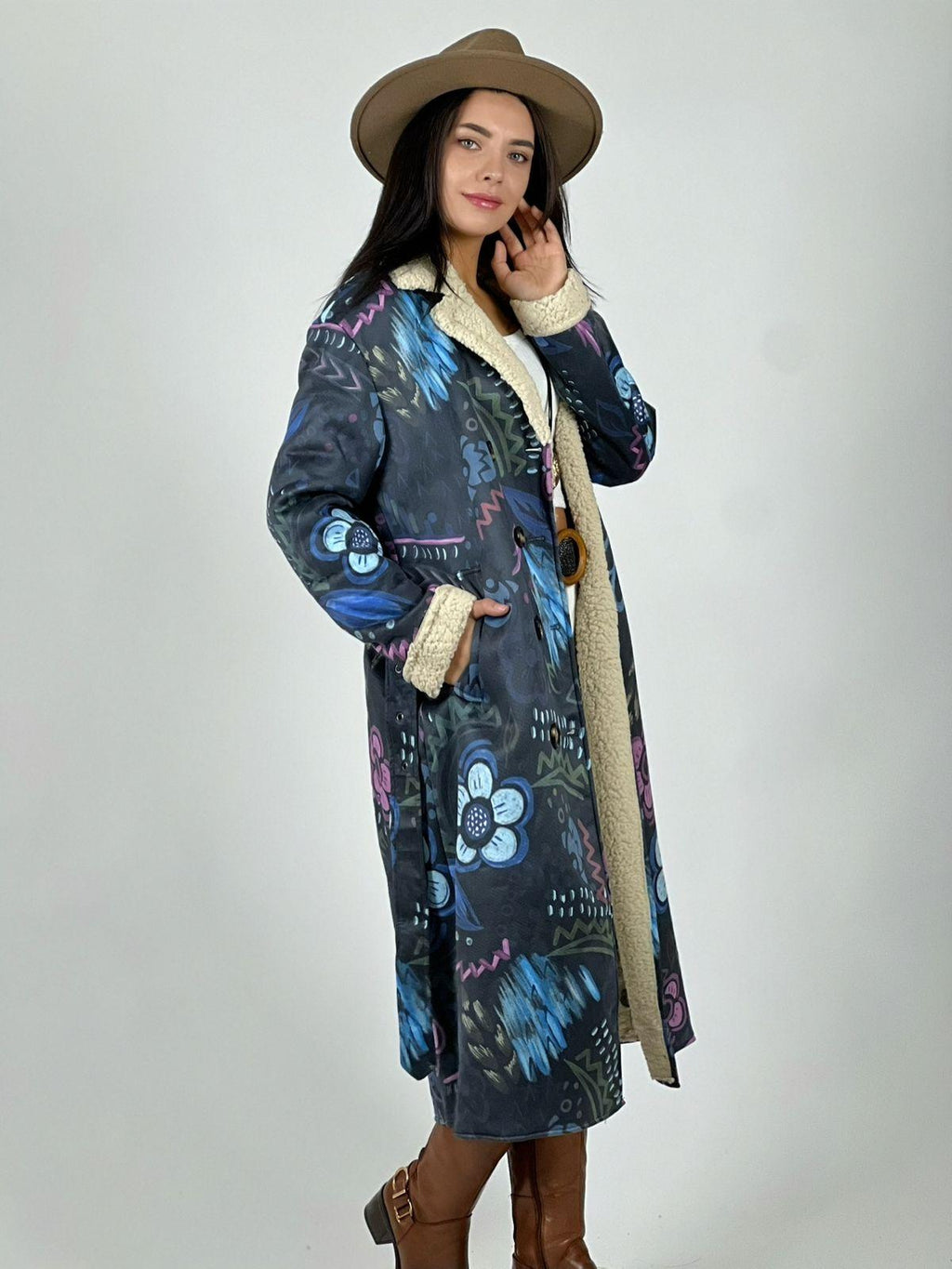 Abrigo Estilo Italiano Diseño Flores