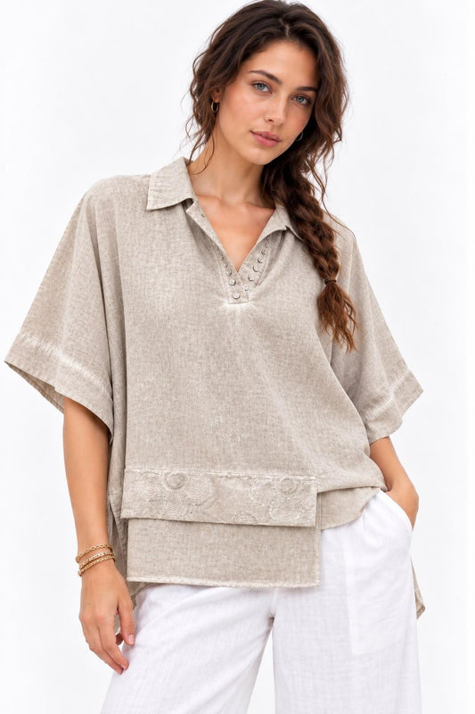Polera Lino Flores Dorso
