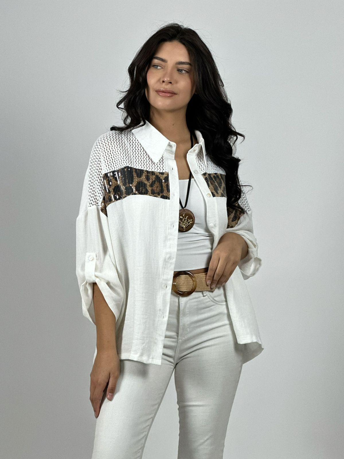 Blusa Lino Franja Print