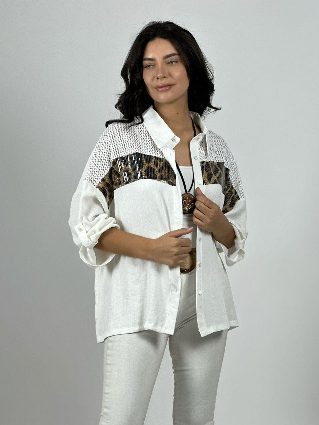 Blusa Lino Franja Print