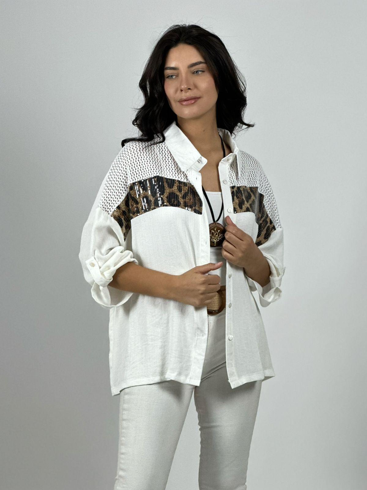Blusa Lino Franja Print
