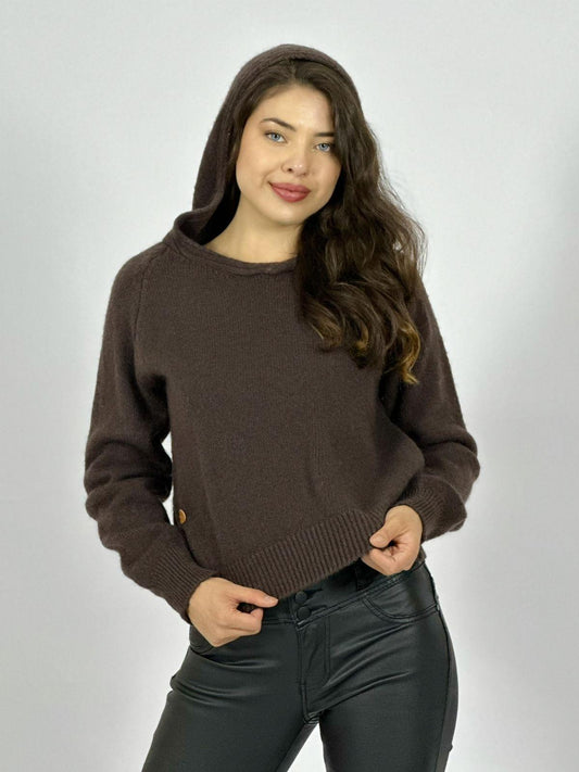 Sweater De Lana Con Capucha