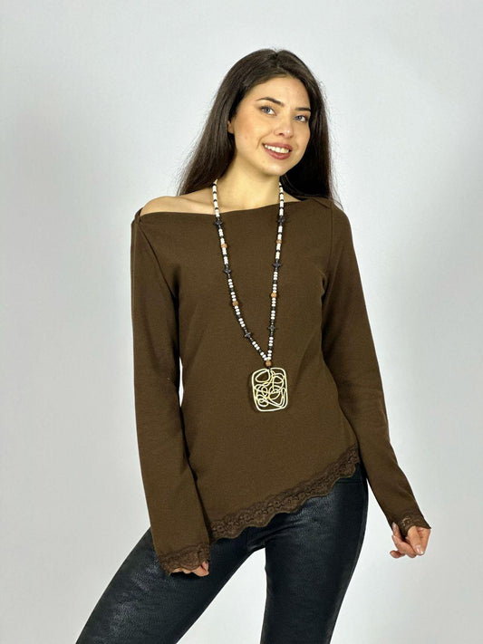 Polera Lanilla Blonda Bordes