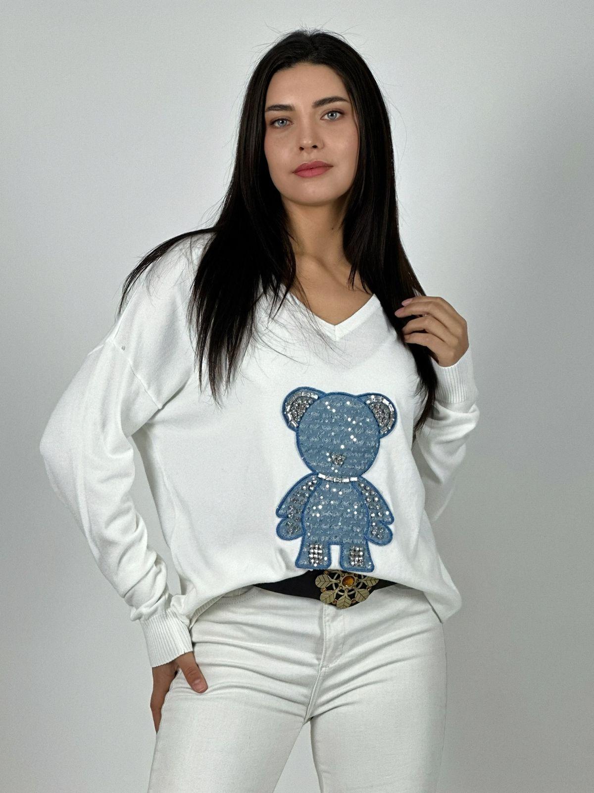 Sweater Spandex Diseño Osito Brillante