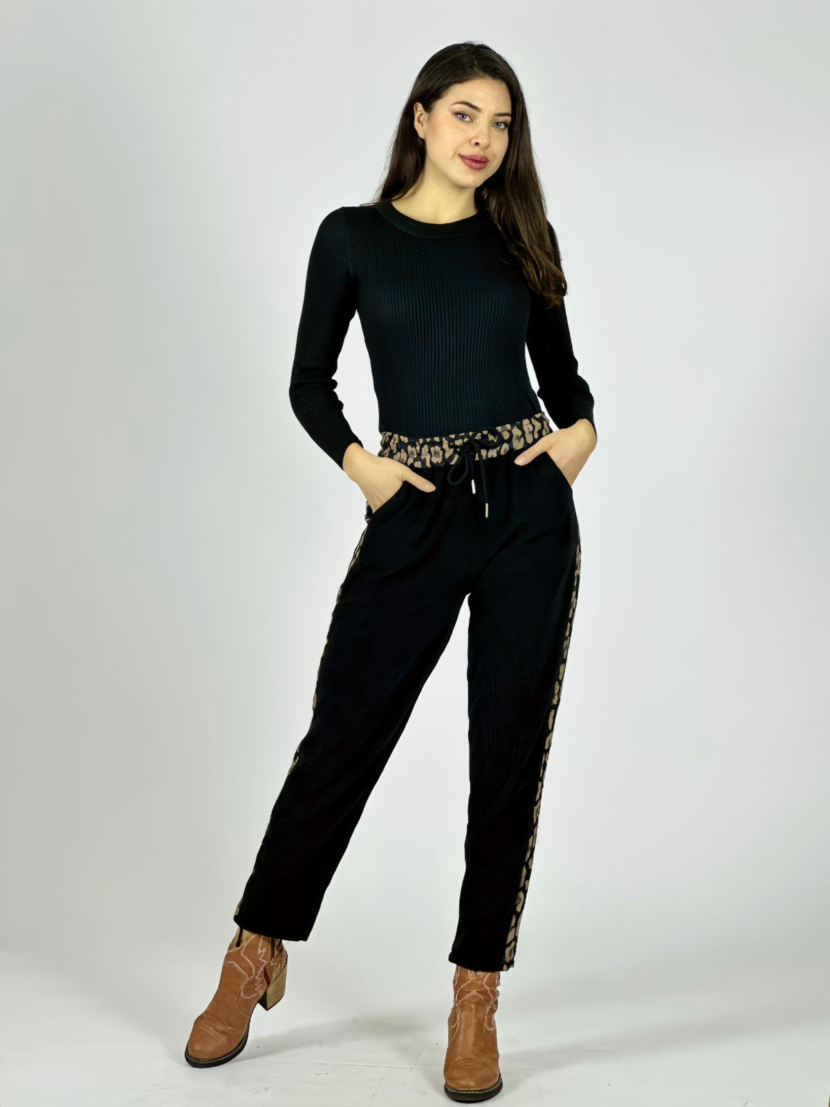 Jogger Cotelé Bordes Print
