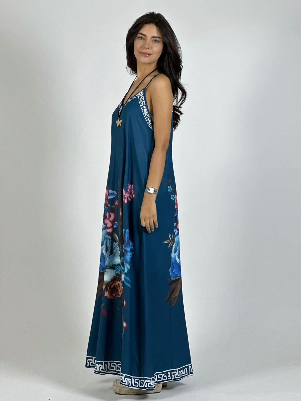 Vestido Satín Con Flores