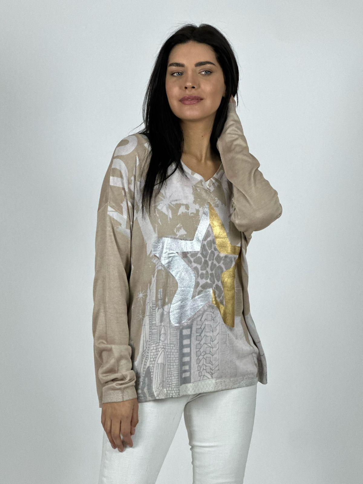 Sweater Hilo Estrella Brillante Print