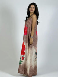 Vestido Mezclilla Delgada Con Flores Cayena