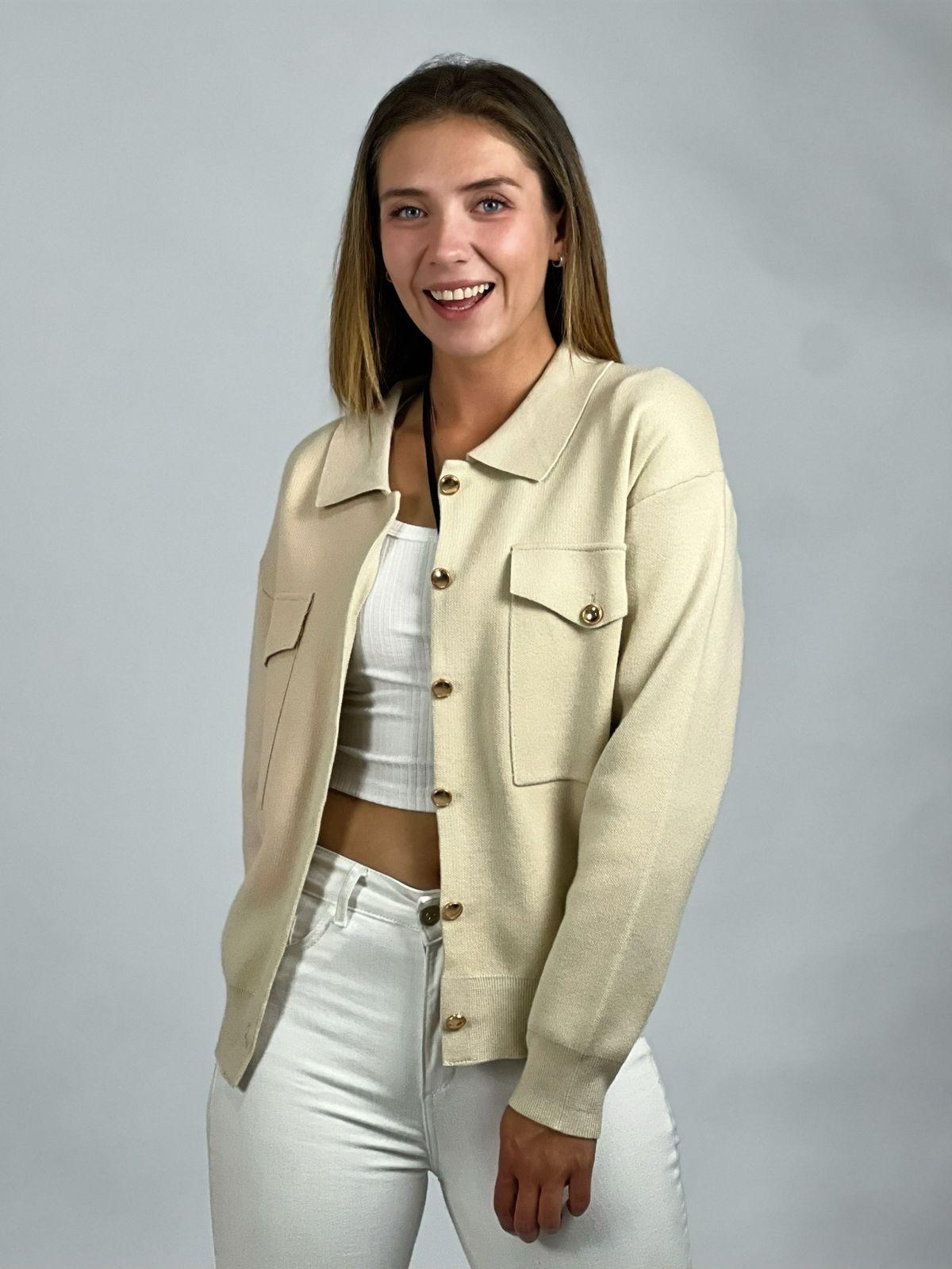 Sweater Abotonado Cuello Pique