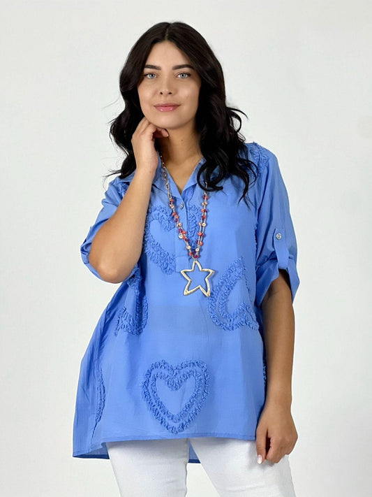 Blusa Viscosa Corazones Bordados