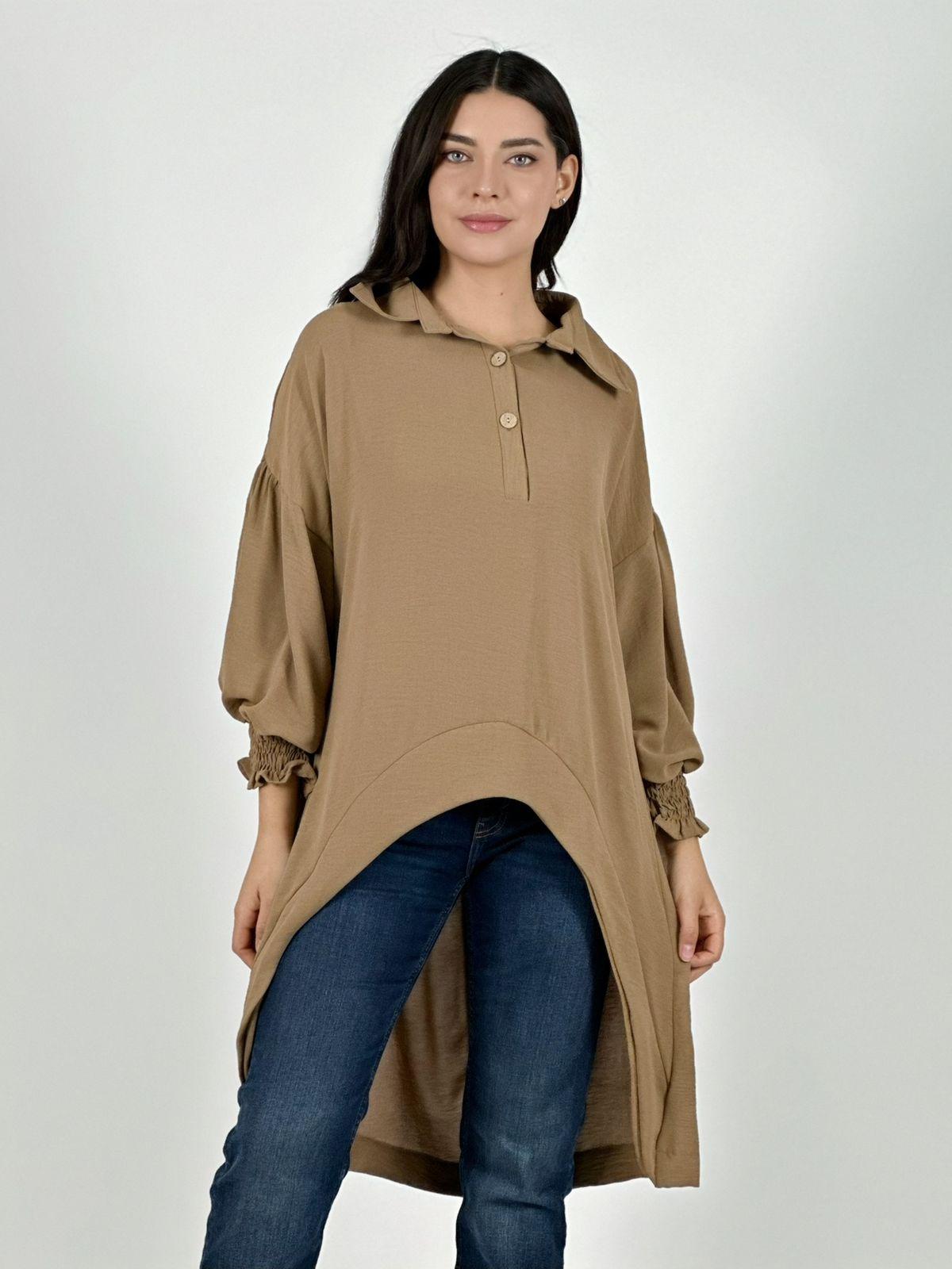 Blusón Camisero Tela Cey Con Botones