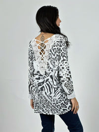 Polera Italiana Print Detalle Tejido En Espalda