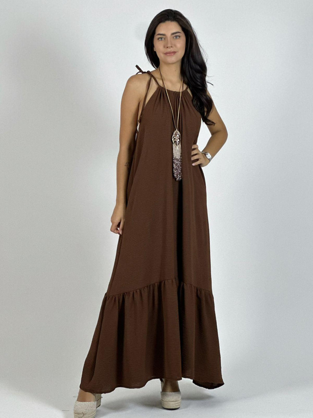 Vestido Casual Amarrado con Vuelo