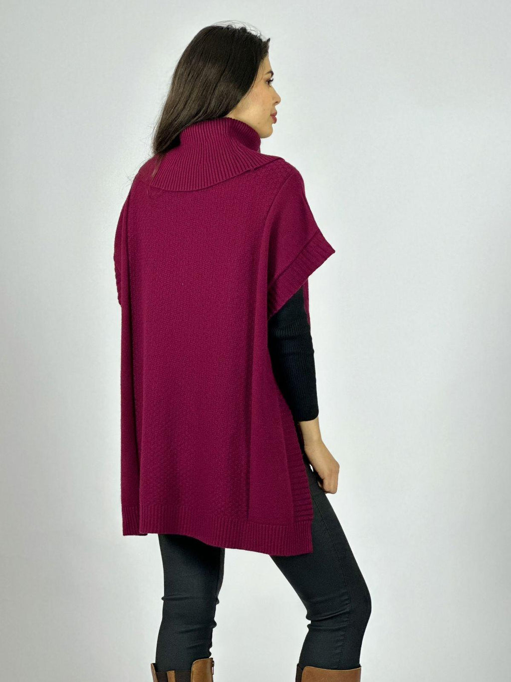 Sweater Tipo Poncho Lana Cuello Tortuga