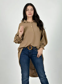 Blusón Camisero Tela Cey Con Botones