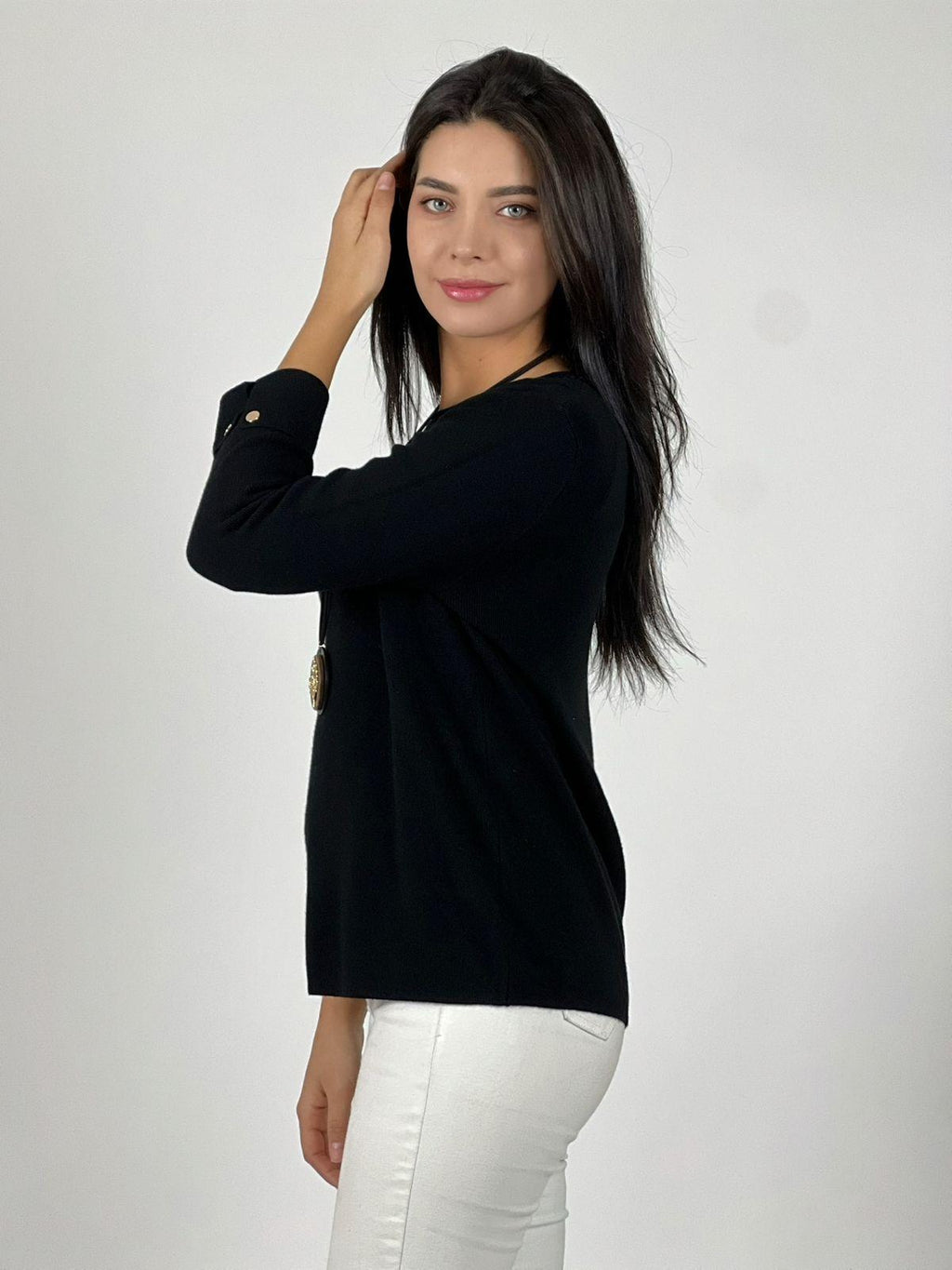 Sweater de lana mangas dobles y botones