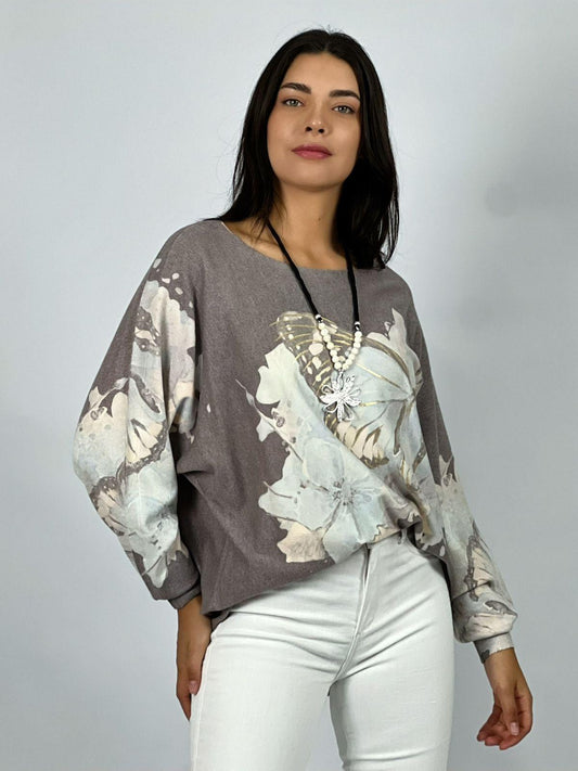 Sweater Spandex Estampados Flores y Mariposa