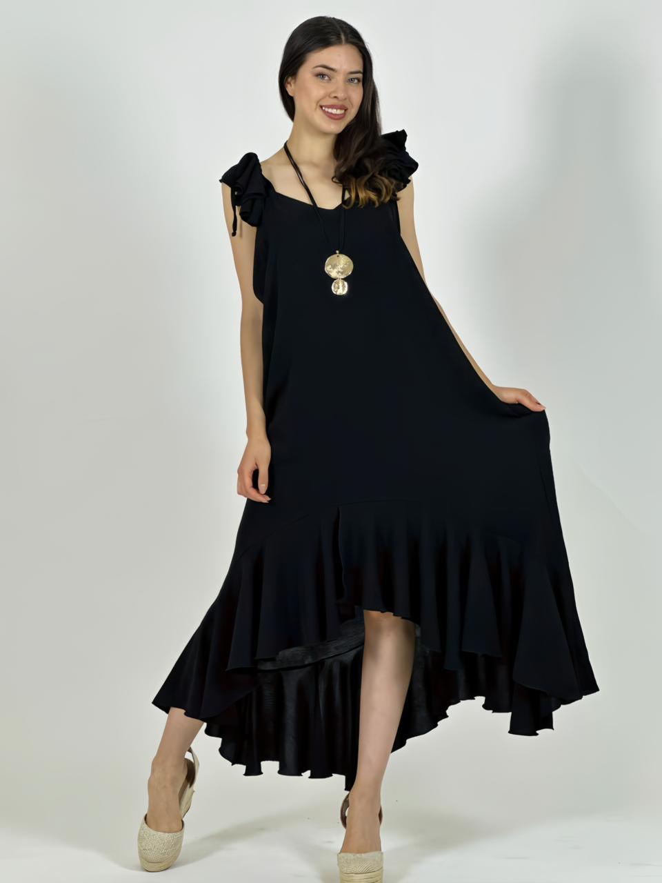 Vestido Cey Asimetrico Tiras con Vuelos