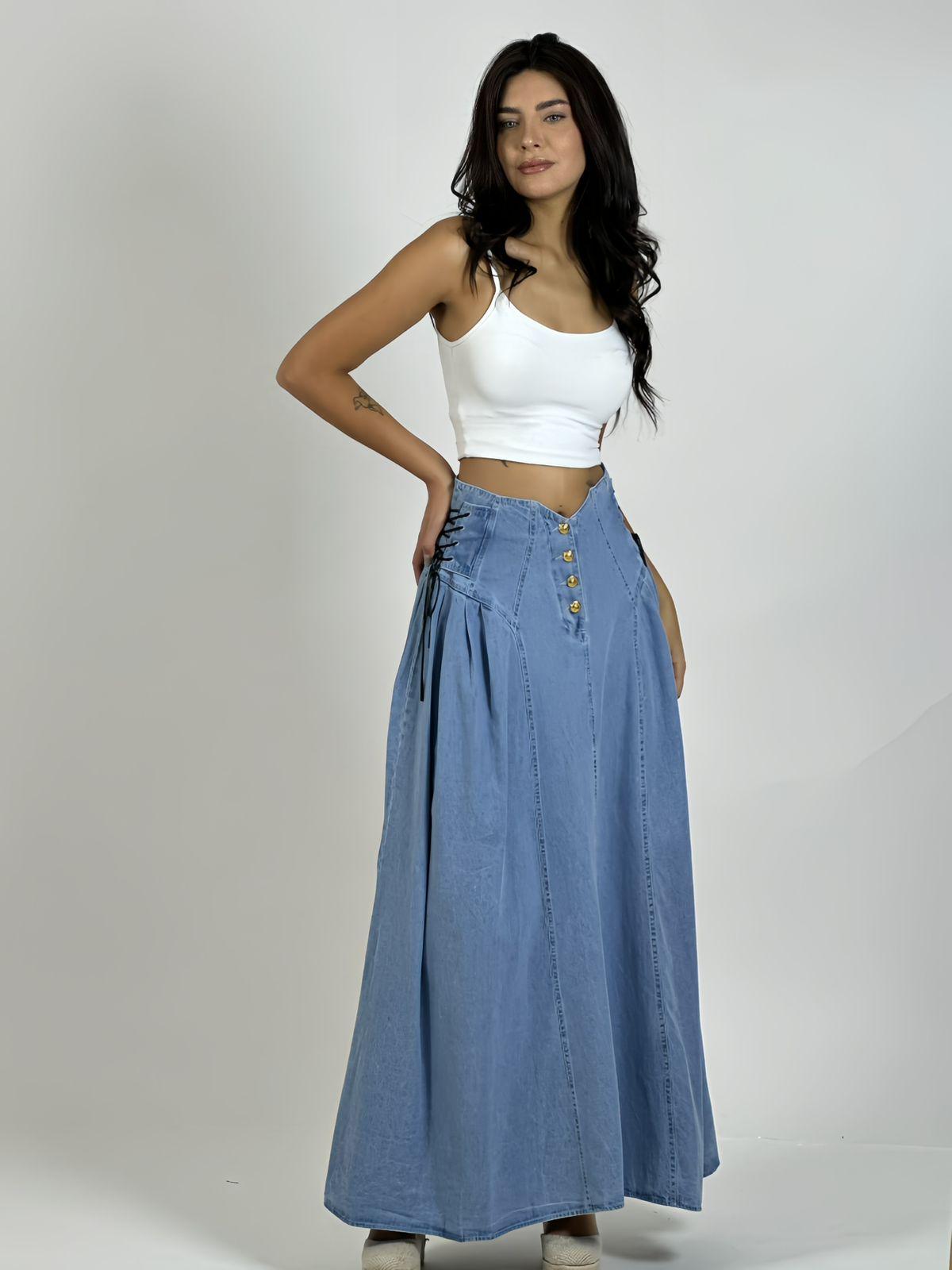 Falda Larga Mezclilla Amarrada