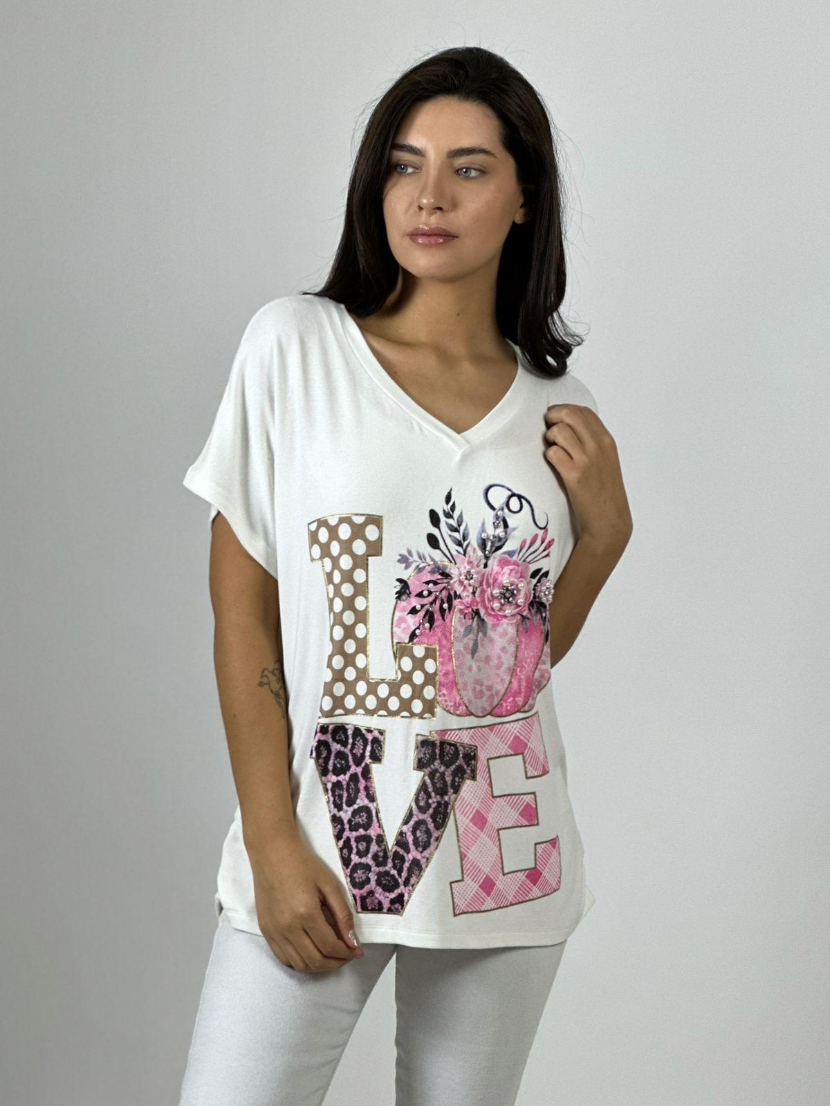 Polera Algodón Love Print