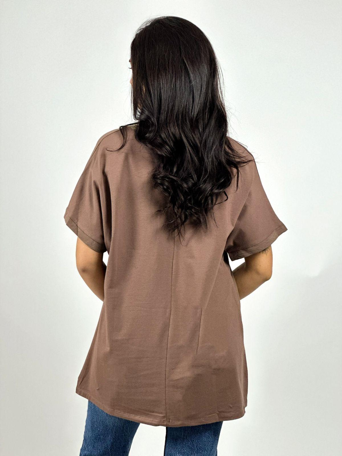 Polera Lino Corazón Brillante y Print