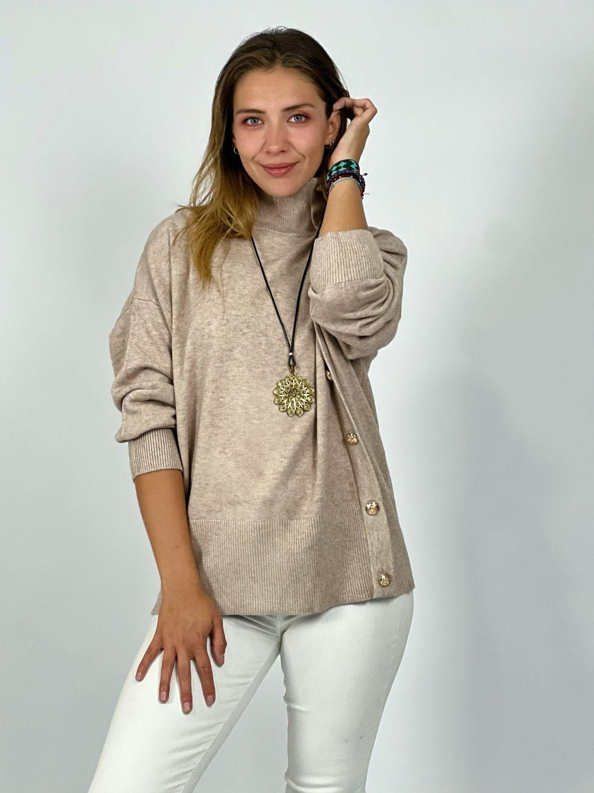 Sweater Lana Botones Dorados