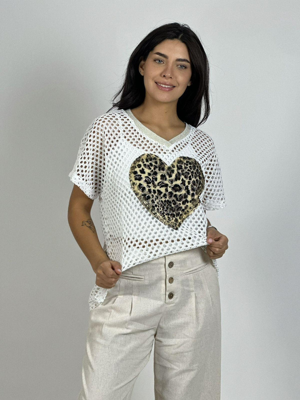 Polera Hilo Corazón Print