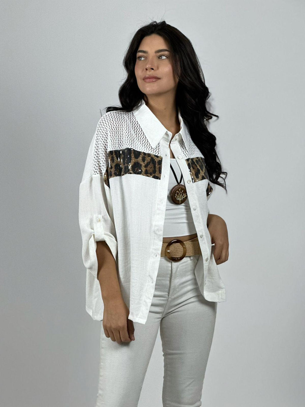 Blusa Lino Franja Print