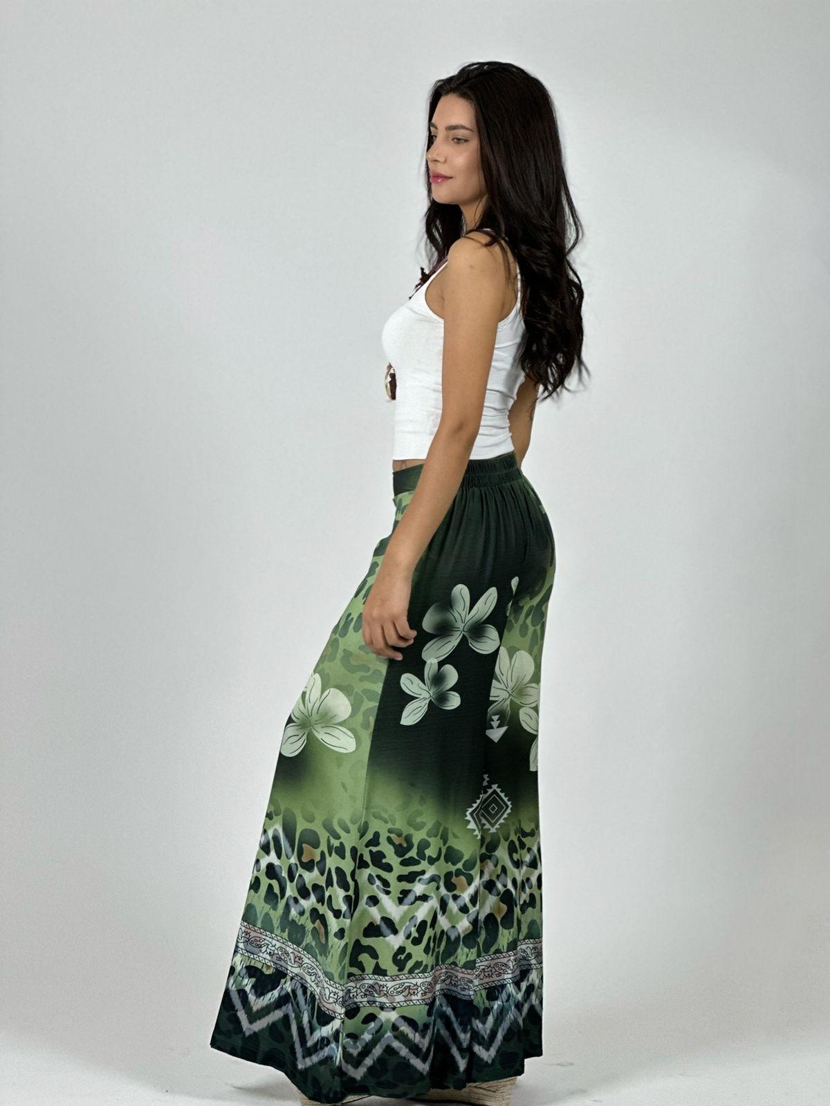 Palazzo Satin Boho Chic Print con Flores