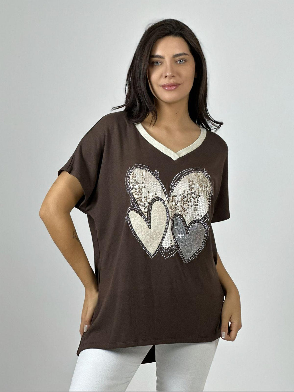 Polera Algodón Corazón Triple