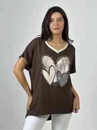 Polera Algodón Corazón Triple