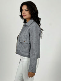 Chaqueta Paño Forrada Con Bolsillos