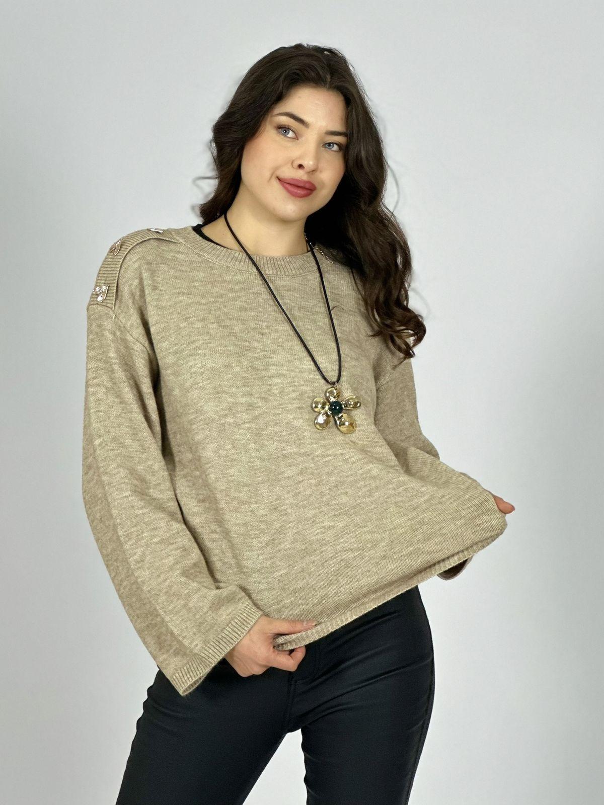 Sweater Lana Corazones Brillantes en Hombros
