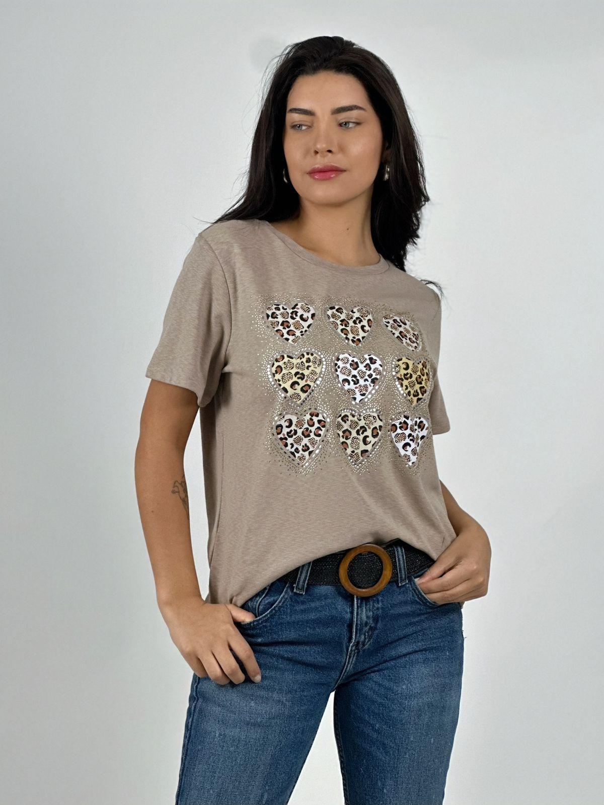 Polera Algodón Corazones Print