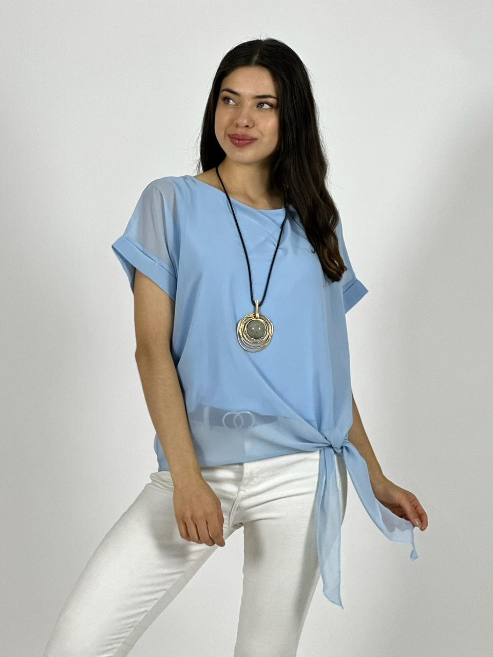 Blusa con Gaza Forrada Anudada