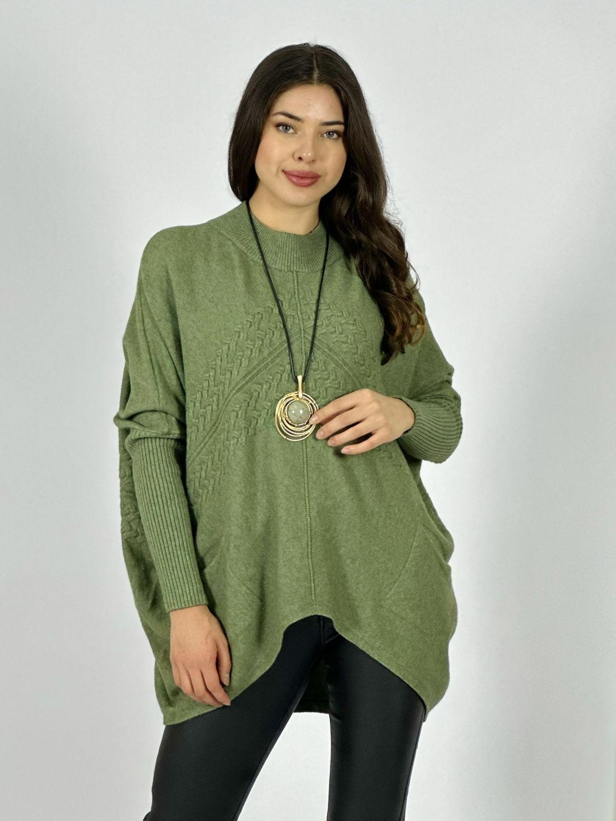 Sweater Spandex Diseño Trenzado con Bolsillos