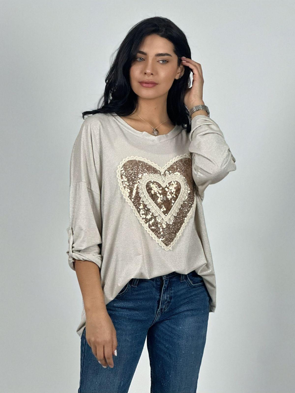 Polera Acetato Corazón Brillante