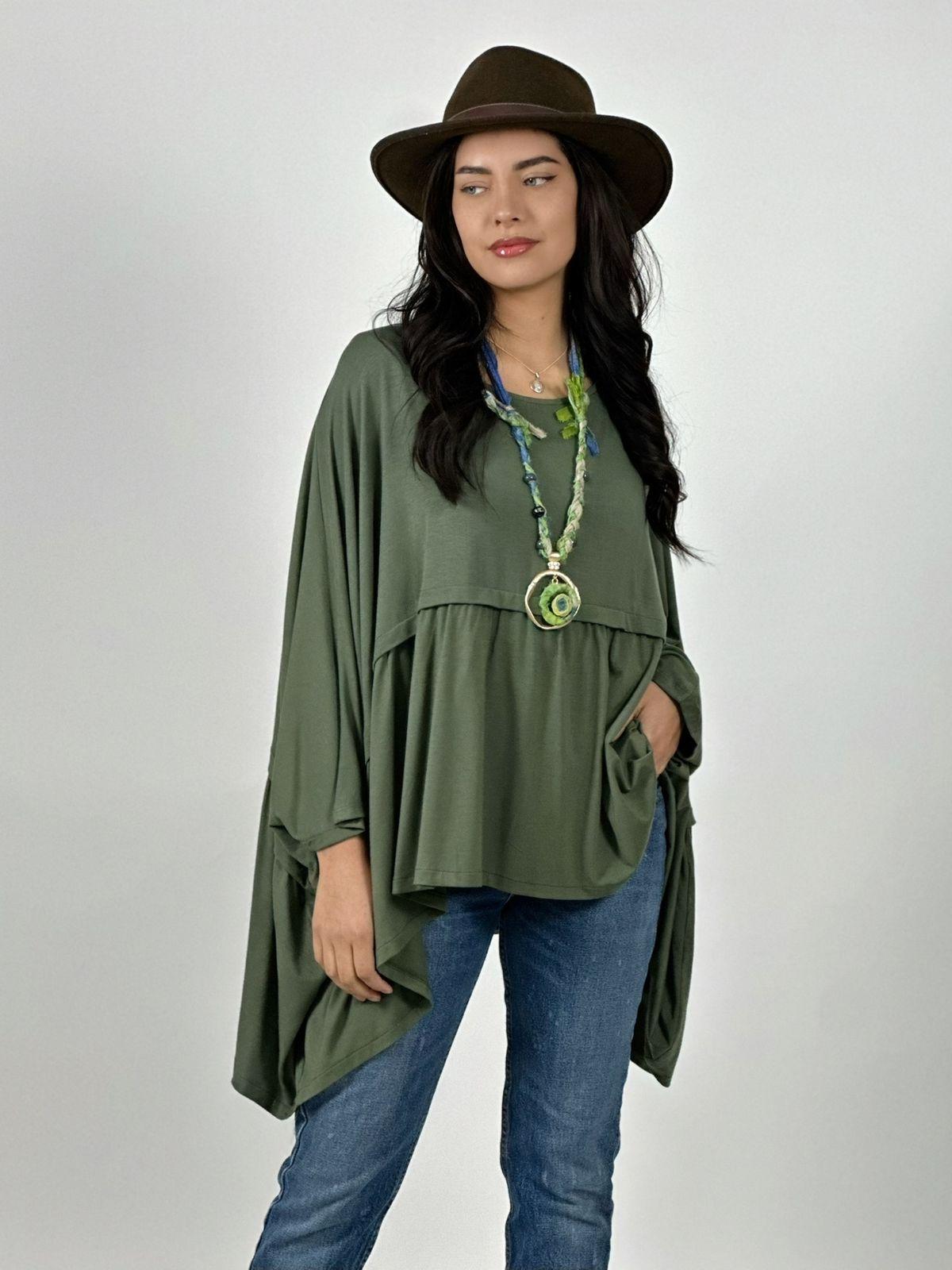 Polera Boho Holgada Costura Horizontal