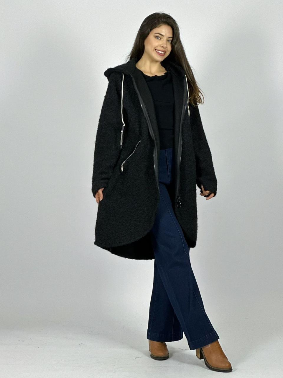 Abrigo Lana Italiano Peludito con Cierre