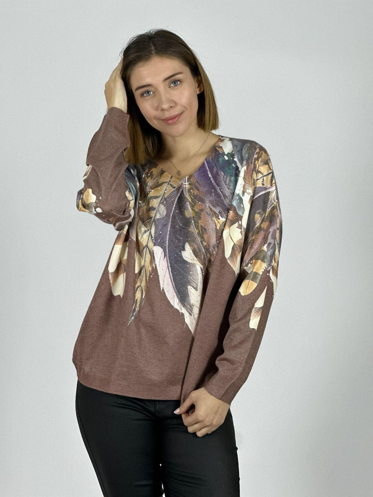 Sweater Hilo Estampado Diseño Plumas