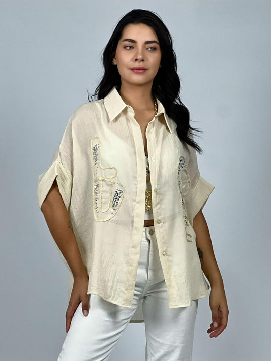 Blusa Bordado Love con Lentejuelas