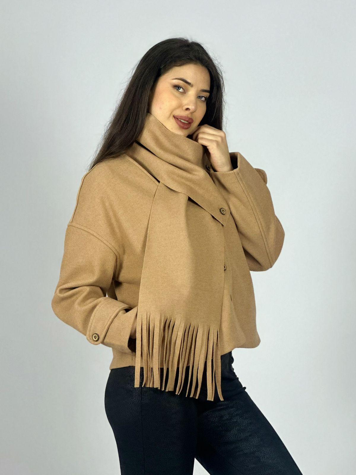 Chaqueta Paño con Bufanda Camel