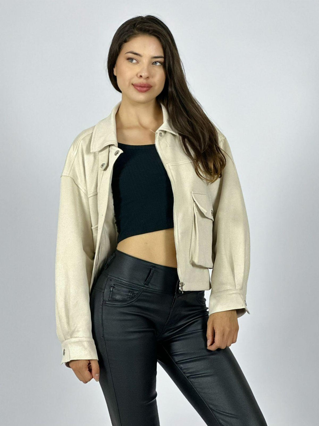 Chaqueta Gamuza Forrada Bolsillos Cargo