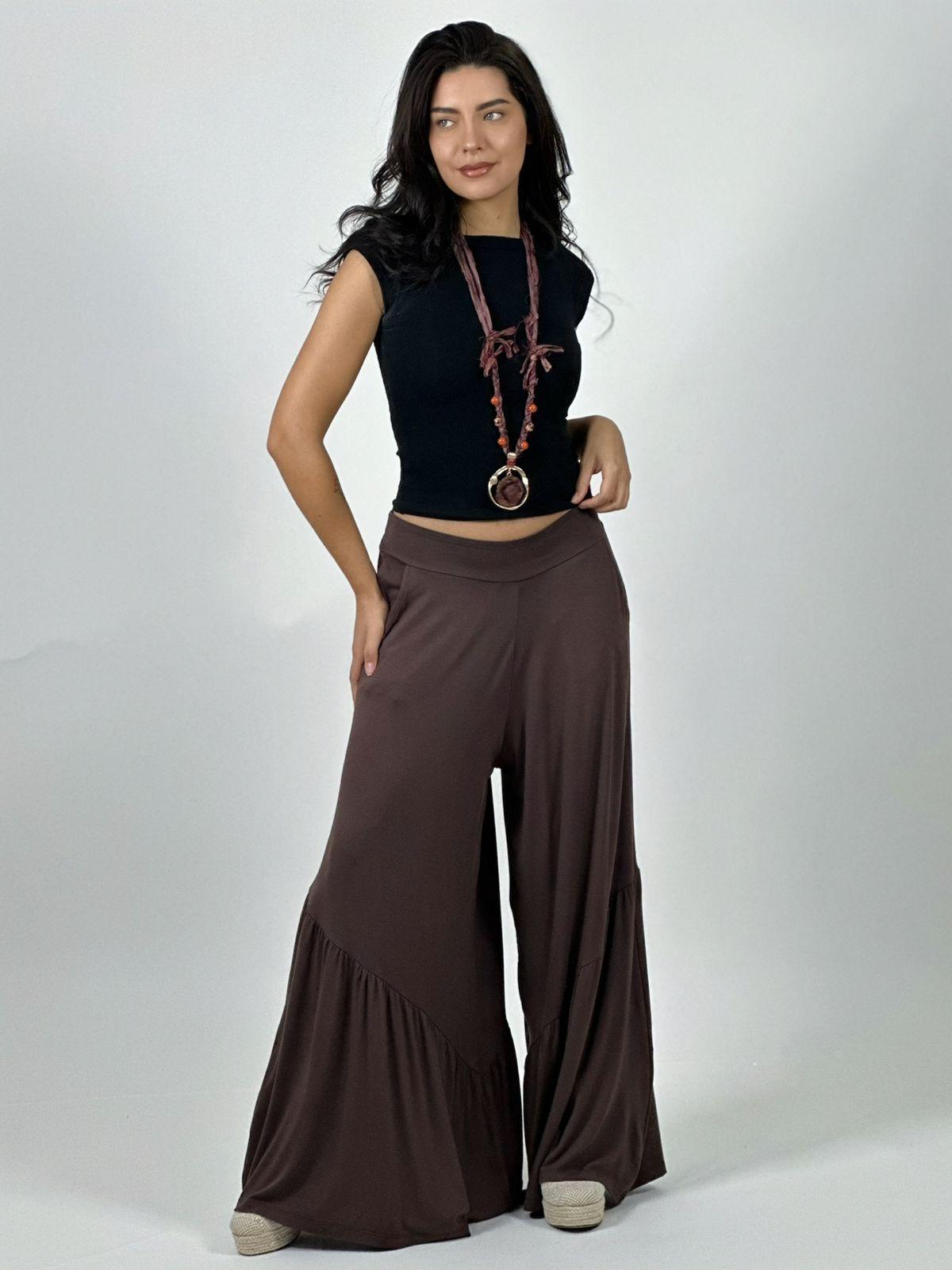 Palazzo Algodón Casual con Faroleos