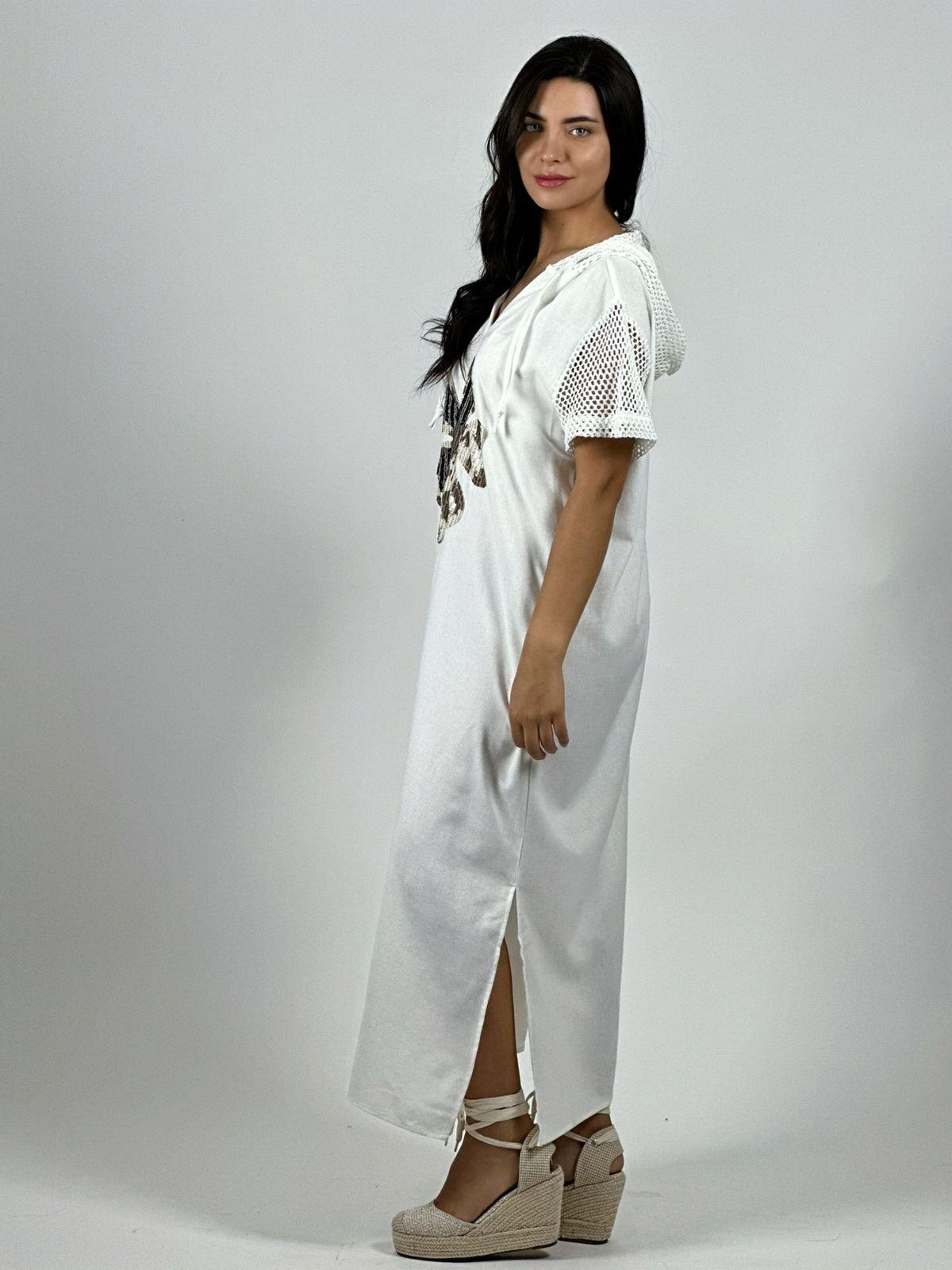 Vestido Largo Crepé Flor Brillos