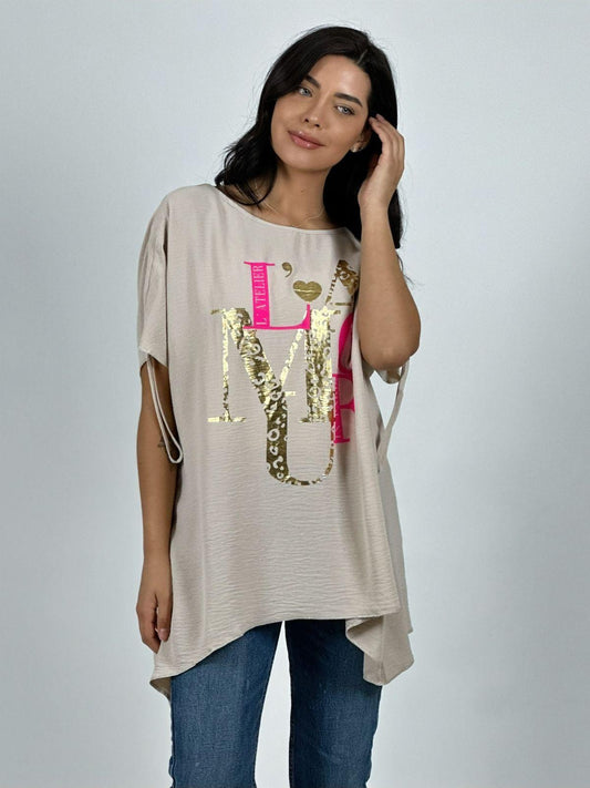 Polera Casual Crepé Diseño Print Amour