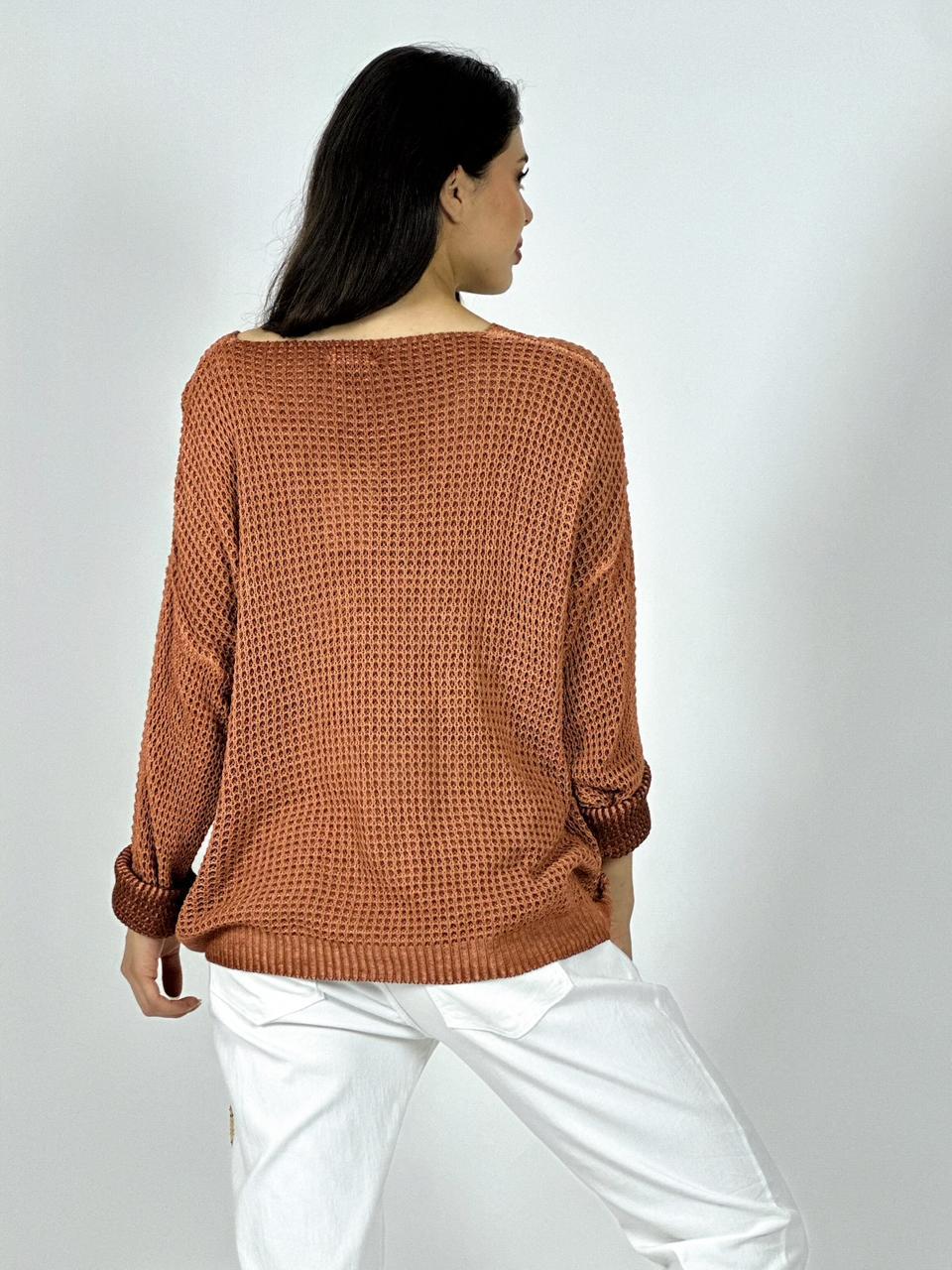 Sweater Tejido Italiano Flores Brillos y Letras