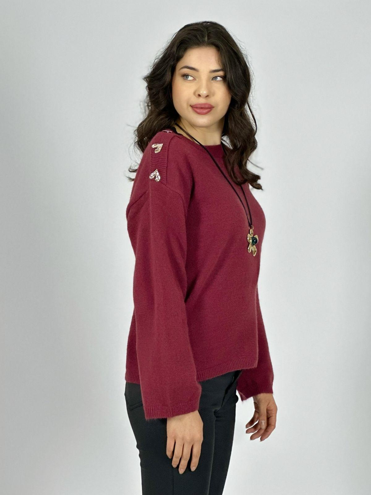 Sweater Lana Corazones Brillantes en Hombros