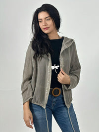 Bomber Italiana Tejida Bordes con Brillos