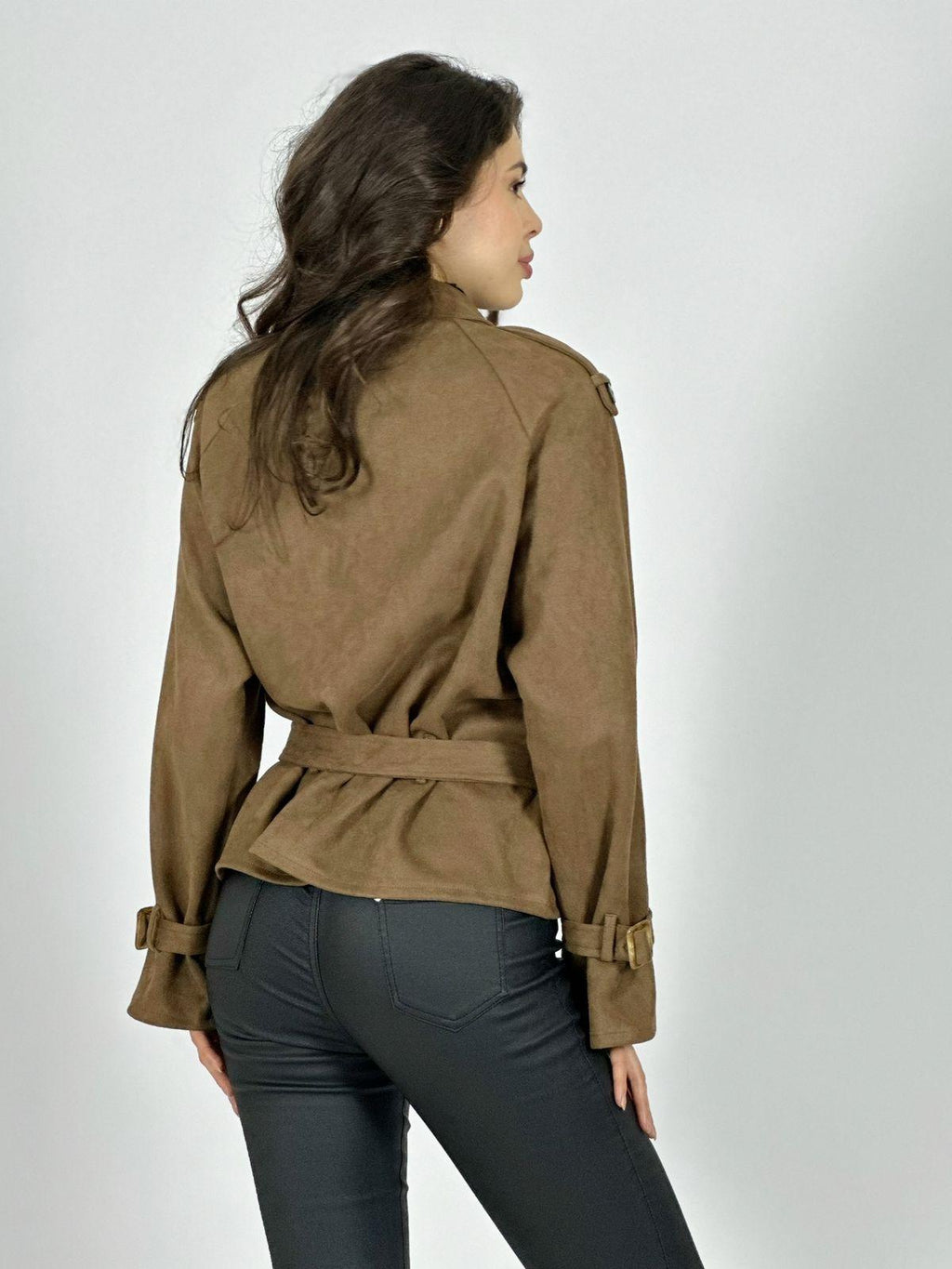 Chaqueta Gamuza 4 Botones con Cinturón